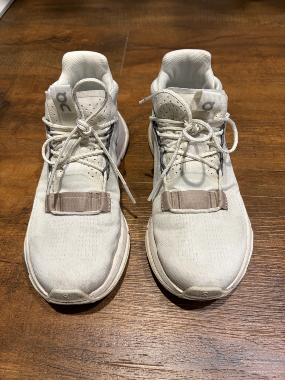 On Running Sneakers in White with Beige Accents